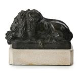 AFTER ANTONIO CANOVA (ITALIAN 1757-1822) CARVED SERPENTINE 'CANOVA' LION of typical form, carved