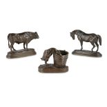 ISIDORE JULES BONHEUR (FRENCH, 1827-1901) THREE SMALL BRONZE FIGURES all with mid-brown patina,