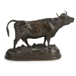 ISIDORE JULES BONHEUR (FRENCH, 1827-1901) BRAYING COW bronze, mid-brown patina, signed I. BONHEUR to