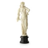 LARGE CONTINENTAL CARVED IVORY FIGURE EMBLEMATIC OF SUMMER LATE 19TH CENTURY depicting a draped