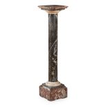 SPECIMEN MARBLE PEDESTAL 19TH CENTURY the square top on a cylindrical column and moulded square base