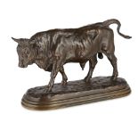 ROSA BONHEUR (FRENCH, 1822-1899) PACING BULL bronze, mid-brown patina, signed ROSA B to the oval