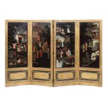 SET OF FOUR POLYCHROME LACQUER PANELS MING/QING DYNASTY, 17TH/18TH CENTURY each decorated with