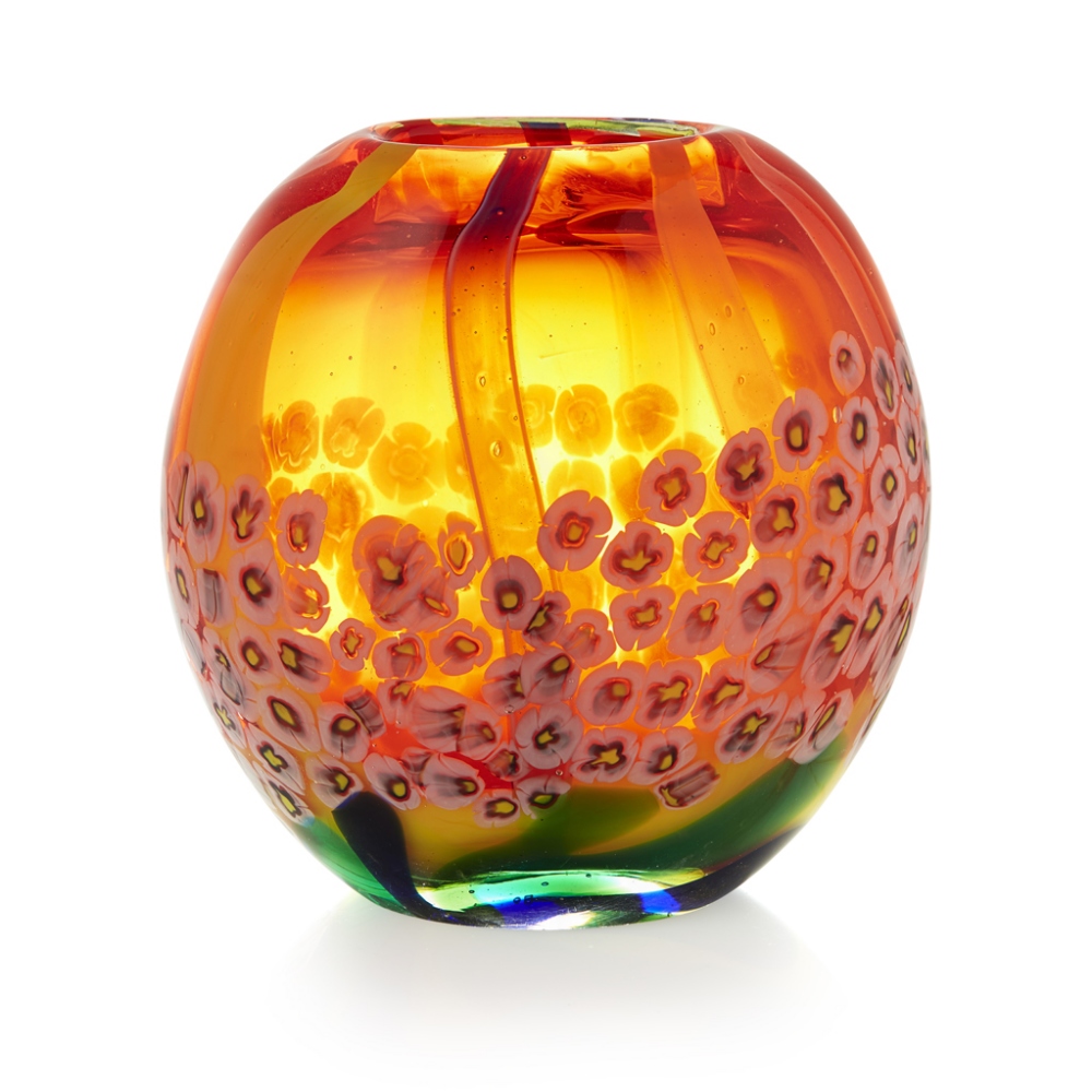 A.V.E.M. (ATTRIB.), MURANO LARGE GLASS VASE, 1950S of flattened ovoid form, the red body with