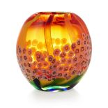 A.V.E.M. (ATTRIB.), MURANO LARGE GLASS VASE, 1950S of flattened ovoid form, the red body with