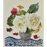 [§] HARRY MORE GORDON (SCOTTISH 1928-2015) STILL LIFE WITH WHITE ROSES signed in pencil, watercolour