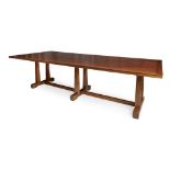 ARTS & CRAFTS MAHOGANY REFECTORY TABLE, CIRCA 1920 the rectangular top with moulded edge above