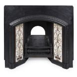 AESTHETIC MOVEMENT CAST IRON FIRE INSERT, CIRCA 1870 the arched aperture enclosing tiled panels