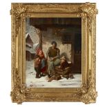 ATTRIBTED TO CHARLES EDOUARD FRÈRE (FRENCH, 1837-1894) REPAIRING THE SLEDGE Oil on canvas 56cm x