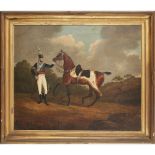 EDWIN COOPER (BRITISH, 1785-1833) AN OFFICER OF THE 18TH HUSSARS WITH HIS HORSE Signed and dated