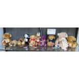 A collection of small Merrythought teddy bears, including purple millenium bear, London 2012 and