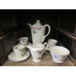 A Newhall Staffordshire Art Deco style coffee service, with three cups and saucers