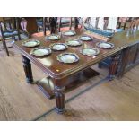 An early Victorian mahogany extending dining table, the rectangular moulded top with extra leaf on