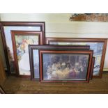 Six various reproduction prints of gallery works, all framed