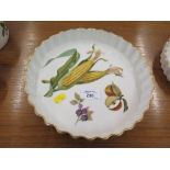 Royal Worcester Evesham pattern, three graduated souffle dishes, three graduated quiche dishes and