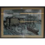 After Bernard Buffet Brest: Le Chateau et le Navire-Ecole 1972 Lithographic reproduction by Les