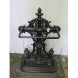 A Reconditioned Victorian cast iron umbrella stand, of foliate and beaded design, 82cm high, 58cm