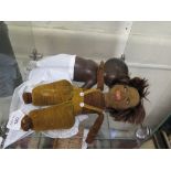 A Norah Wellings doll, black cloth with glass eyes, unlabelled And a German black doll with