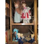 Two Leonardo collectors porcelain dolls, one called Anna, both on fitted stands, together with three