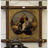 After Carl Muller of Dusseldorf (1818-1893) The Holy Family Reverse painted print on glass, tondo,