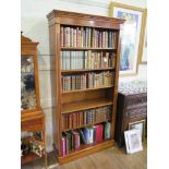 A yewwood veneer open bookcase 92cm wide x 182cm high