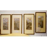 A set of four 'sterling silver on fine copper' Japanese prints by Kinuko, 'inlaid with 24k gold'