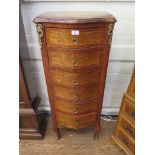 A French 19th century style kingwood crossbanded serpentine tallboy, with gilt metal mounts and