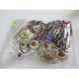 A collection of costume jewellery to include ladies watches