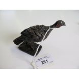 A cold painted bronze of a turkey, signed, 7cm high