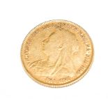An old head Victorian gold half sovereign 1898