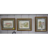 Alan Matthews The Ford at Fishergreen, Ripon and two other views Watercolours Signed and dated 15.