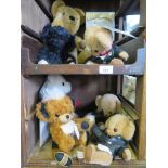 Various Merrythought teddy bears, some with boxes including Mr Whooppit limited edition