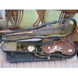 An early 20th century German violin with faux Stradivarius label, two piece back length of back