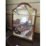 A walnut easel mirror with shaped top, 43cms high x 30cms wide