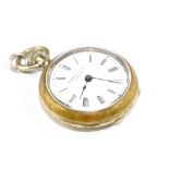 A ladies metal cased fob watch (winder needs attention)