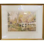 Frank Watson Bridge over a river Watercolour, signed and dated '32 24cm x 35cm