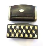 A papier mache snuff box and another