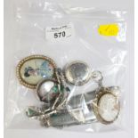 A silver cut and steal brooch, two other brooches, two penknives, etc