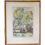 William Dring R.A. (1904-1990) Horses under trees Watercolour, signed and dated 1941 46cm x 31cm