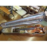 An Violin labelled Sebastian Vuillaume a Paris, 27 Boulevard Bonne Nouvelle, single piece back,