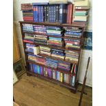 A mahogany open bookcase, with moulded top and graduated shelves on bracket feet, 122cm wide