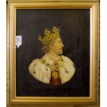 E.V. Profile portrait of F.R. Benson playing Richard II Oil on canvas, initialled 35cms x 29cms