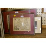 A Thomas Kitchin map of Leicestershire 17cm x 22cm, a Thomas Moule map of Surrey, 20cm x 26cm,, a