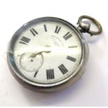 An open faced silver pocket watch