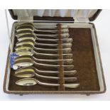 A set of twelve Victorian beaded edge teaspoons