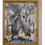 E. Kharag mixed media, indistinctly signed, 46.5cm x 36.5cm, framed and glazed