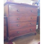 A mid Victorian mahogany chest of drawers, the deep top drawer over three graduated long drawers