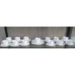 A Shelley flower shape tea set, for six place settings including bread plate, and another six tea