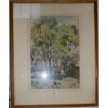 William Dring R.A. (1904-1990) Horses under trees Watercolour, signed and dated 1941 46cm x 31cm