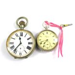 A silver key wind pocket watch by Benson and a nickel cased Goliath watch